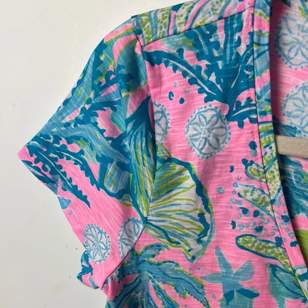 Lilly Pulitzer Pink&Blue NWT V neck Tee - Picture 7 of 9